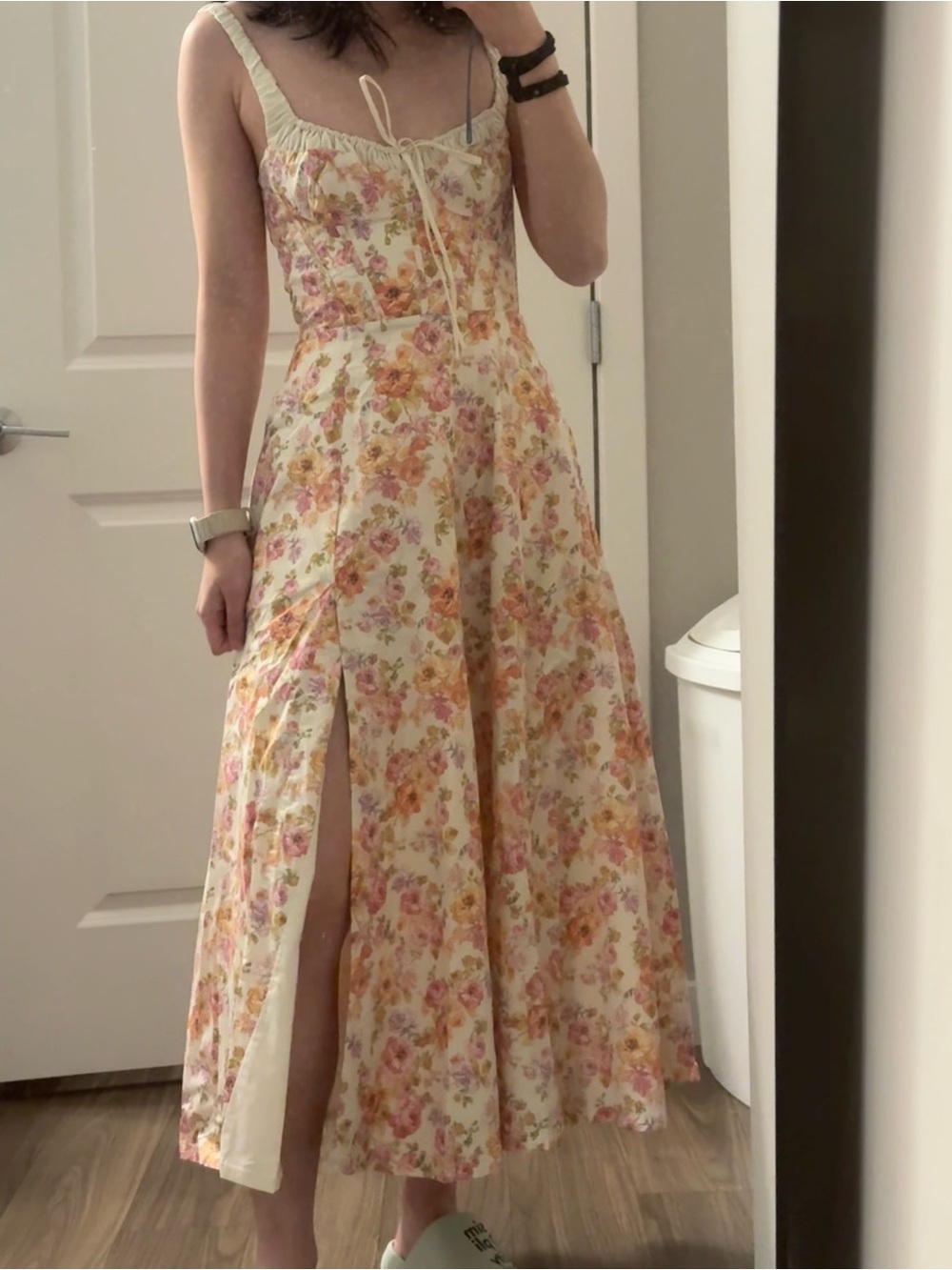 House of CB Sabrina Floral Pink and Cream Maxi Dress